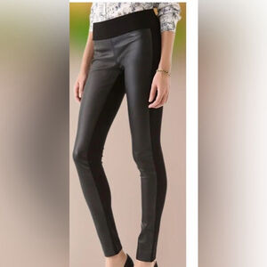 Club Monaco faux leather panel black leggings size 12